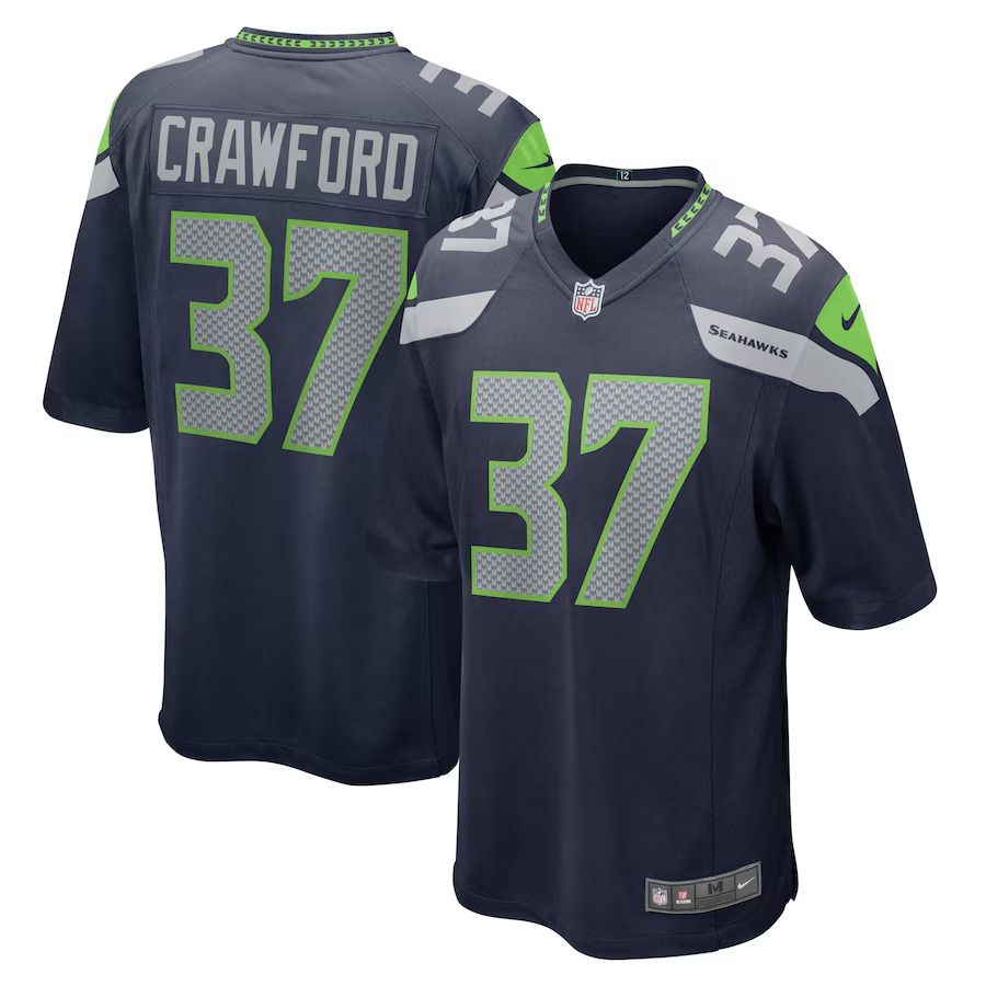 Men Seattle Seahawks #37 Xavier Crawford Nike College Navy Home Game Player NFL Jersey->washington commanders->NFL Jersey